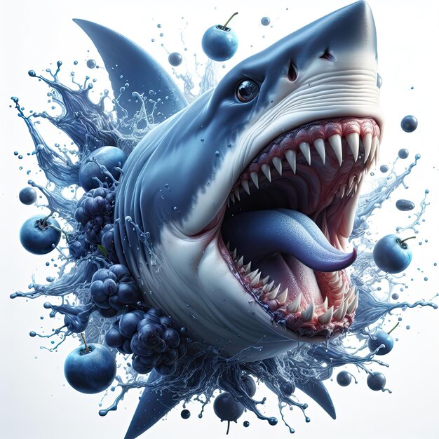 Photo habitant de la mer requin style 3d sur un fond blanc