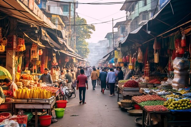 Les habitants d'un marché local