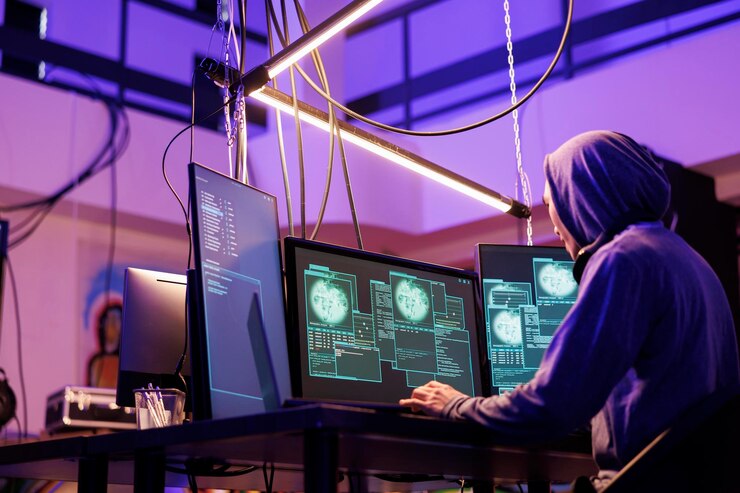 Photo hacker effectuant une attaque ddos sur le site web
