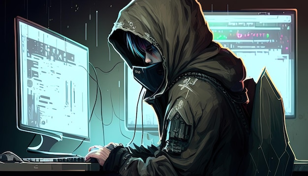 Hacker illustration d'art numérique IA générative