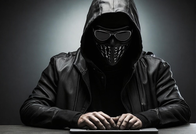 Hacker informatique avec un hacker noir au masque