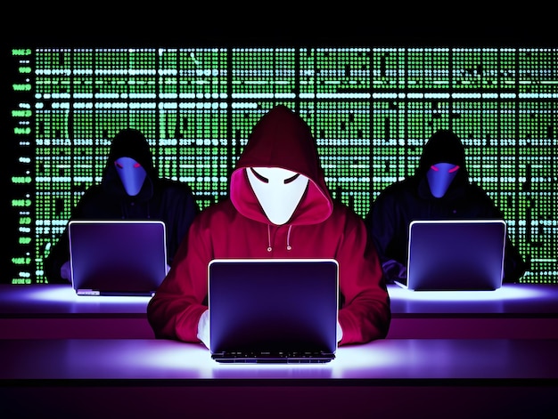 Hacker modernisé avec sweat à capuche Concept d'organisation ou d'association de groupe de hackers