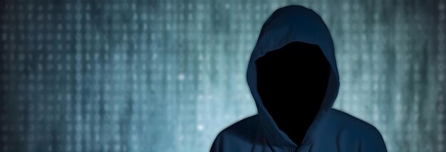 Hacker sans visage Concept de piratage web sombre cybersécurité Image générée par l'IA