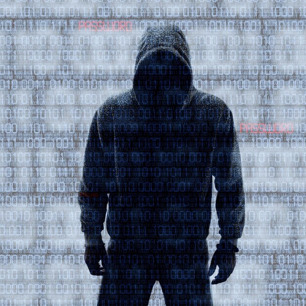 Hacker en silhouette et codes binaires