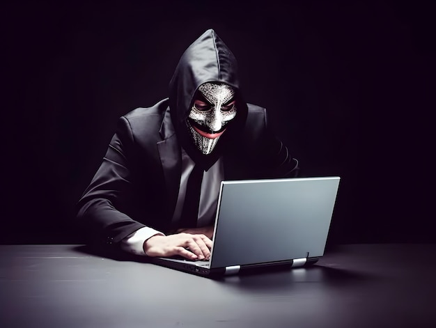 Hacker avec sweat à capuche Concept de cyberattaque cybercriminalité dark web Image générée par l'IA