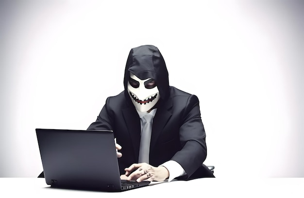 Hacker avec sweat à capuche Concept de cyberattaque cybercriminalité dark web Image générée par l'IA