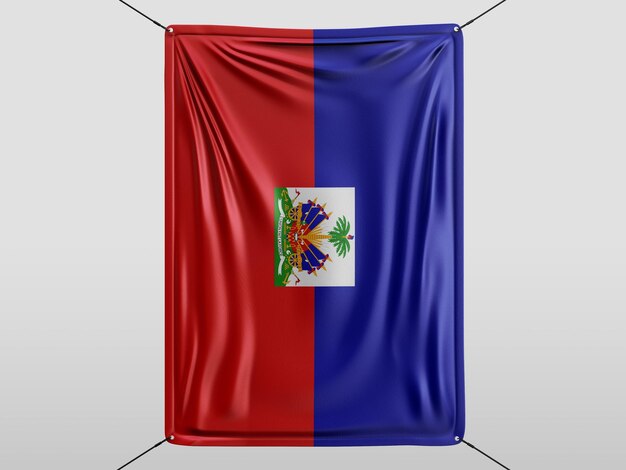 Haïti d'un drapeau de rendu 3D isolé et fond blanc