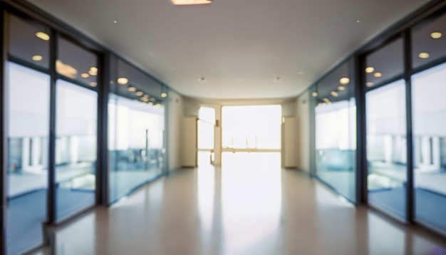 Hall de bureau vide intérieur flou et porte d'entrée ai générative