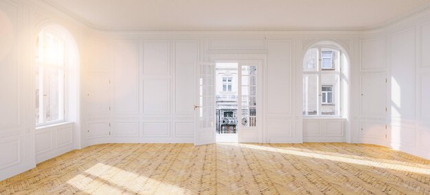 Hall élégant avec stuc dans immeuble ancien avec balcon et double porte à paris