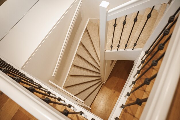 Hall d'escalier de luxe de conception spéciale dans une maison élégante