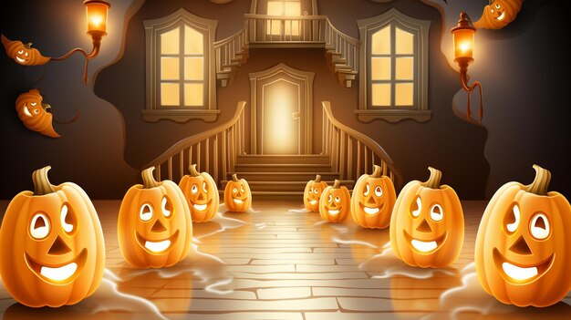 Halloween arrière-plan citrouille mémorable dessin animé de vacances époustouflant ai art