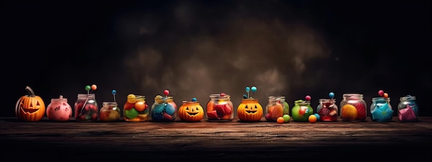 Halloween bonbons colorés doux fond sombre