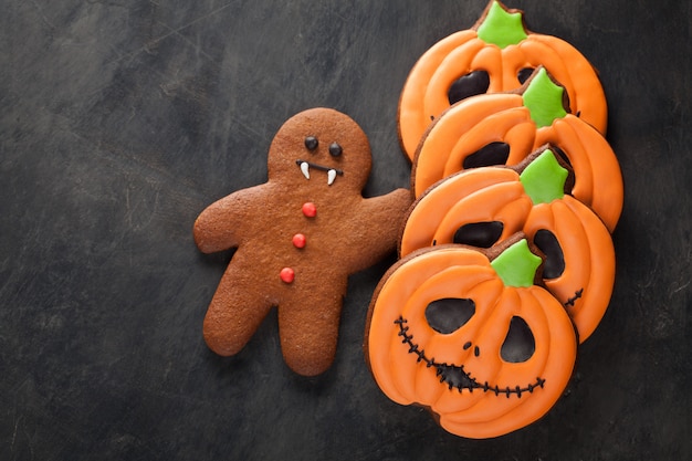 Halloween citrouille et cookies chauves-souris.
