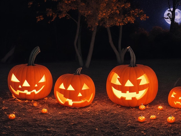 Halloween _citrouilles _sous _le _clair de lune