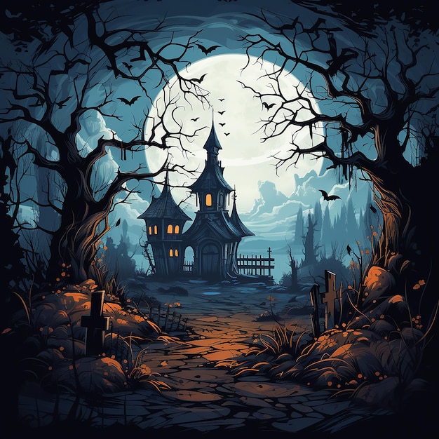 Halloween enchanté Un arrière-plan dont le thème est la nuit magique de la sorcellerie et de l'effroi