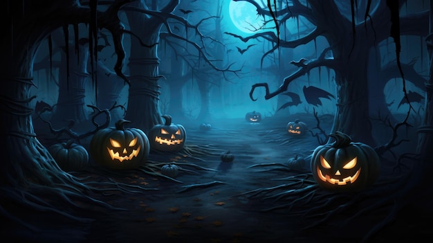 Halloween est une fête effrayante avec des citrouilles, des bougies, des chauves-souris et des monstres.