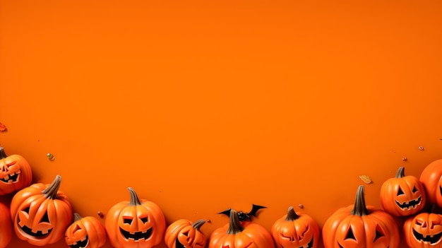 Halloween fond Orange halloween jack o lantern orange citrouilles sur fond orange Copie espace Joyeux halloween