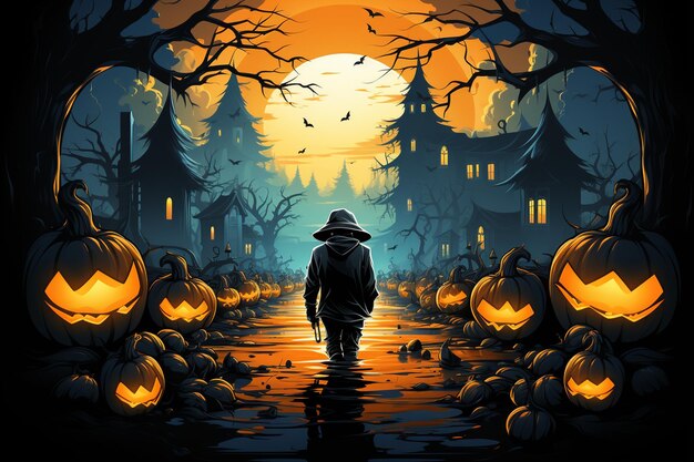 halloween illustration vacances citrouille automne célébration conception sombre octobre horreur