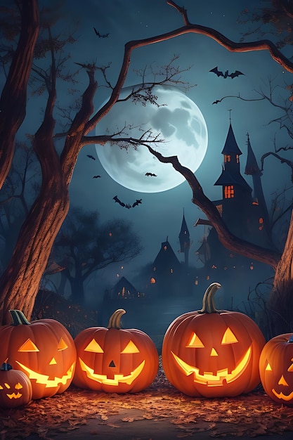 Halloween avec une image Ai de citrouilles