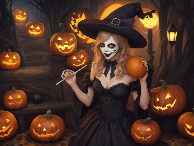 Halloween magnifique gros plan de l'image générée par l'AI