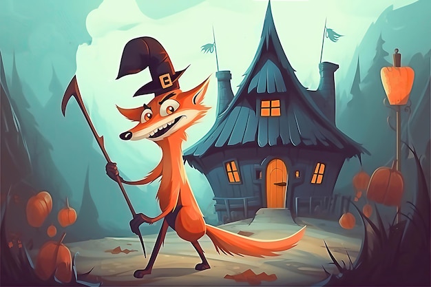 Halloween Monster Fox Happy Halloween concept Image générée par l'IA post-traitée