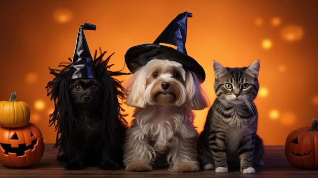 Halloween Pets Chien et chat portant un costume d'Halloween