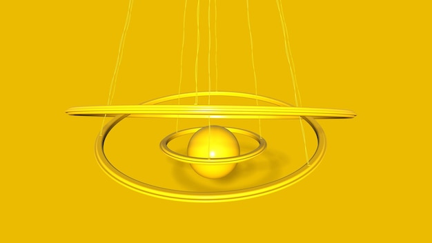 Halos abstrait rendu 3d sur fond jaune