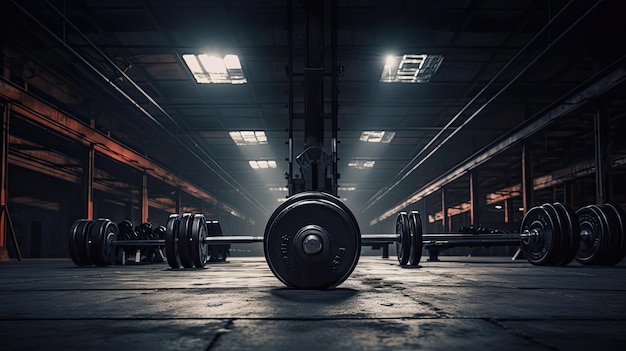 Haltère haltère et séance d'entraînement dans la salle de gym