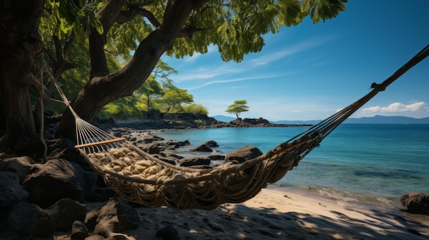 Un hamac sur la plage de Marimegmeg