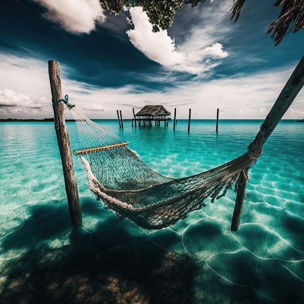 Hamac sur une plage tropicale