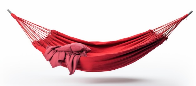 Un hamac rouge confortable isolé sur un fond blanc