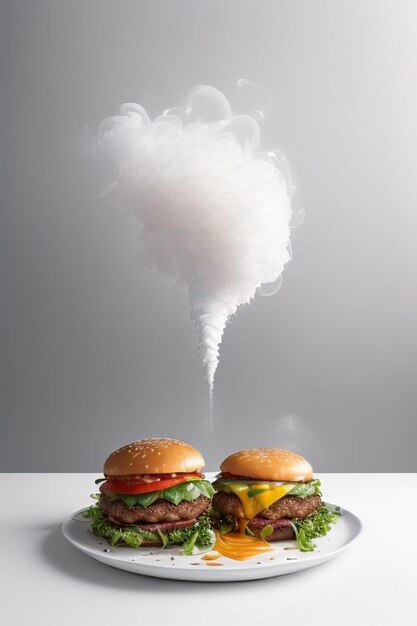 Photo un hamburger américain avec des frites.