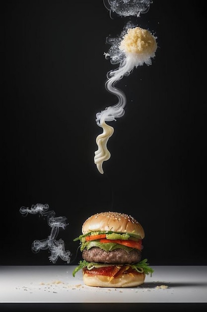 Photo un hamburger américain avec des frites.