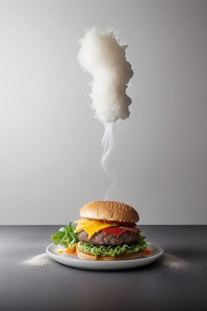 Photo un hamburger américain avec des frites.