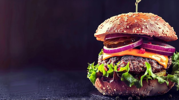 hamburger au fromage juteux avec photographie de fumée