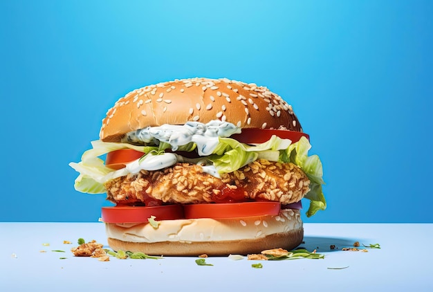 le hamburger au poulet au poulet dans le style du bloc