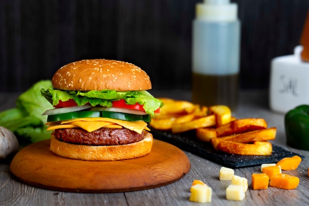 Hamburger aux frites