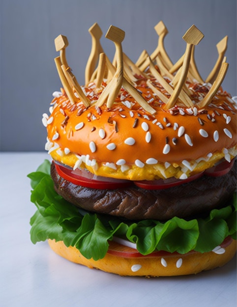 Hamburger et couronne sur le dessus