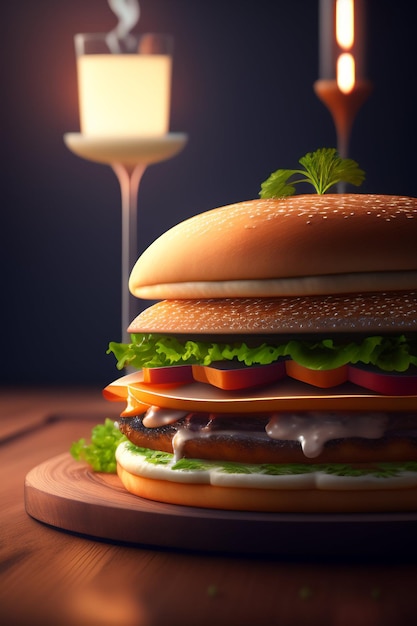 Un hamburger délicieux et juteux généré par l'IA.