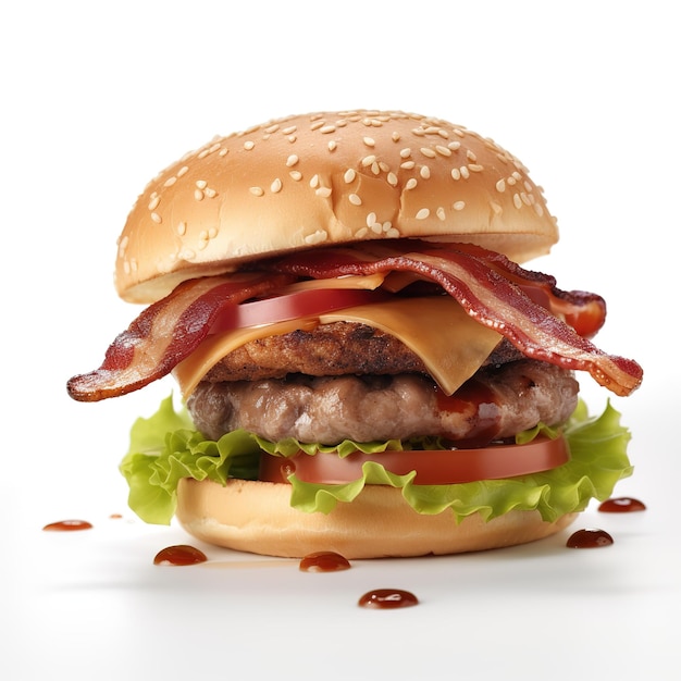 Un hamburger avec du bacon et du fromage dessus