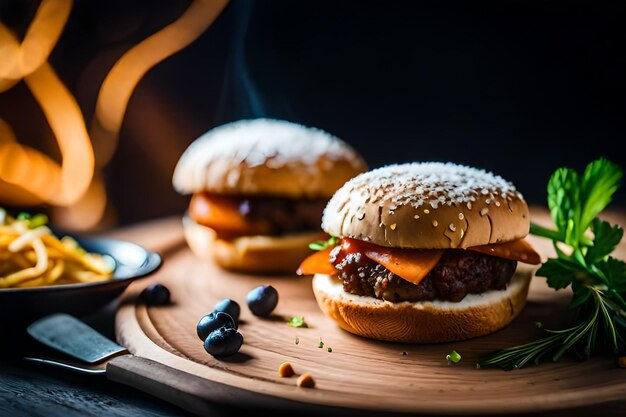 Photo un hamburger avec du fromage et une cuillère à côté