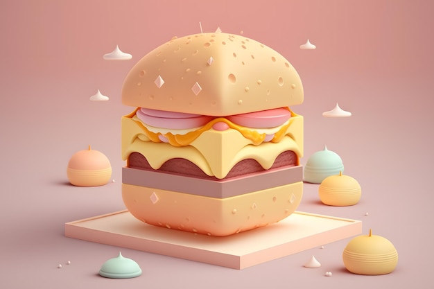 Un hamburger avec du jambon et du fromage dessus