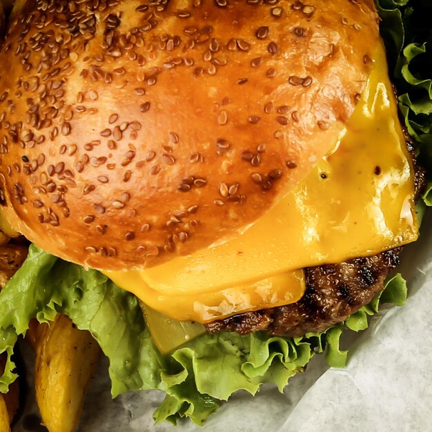 Hamburger fait maison avec des légumes frais