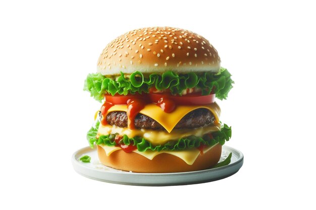 hamburger fast food sur un fond blanc