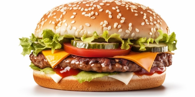 Hamburger sur fond blanc isolé