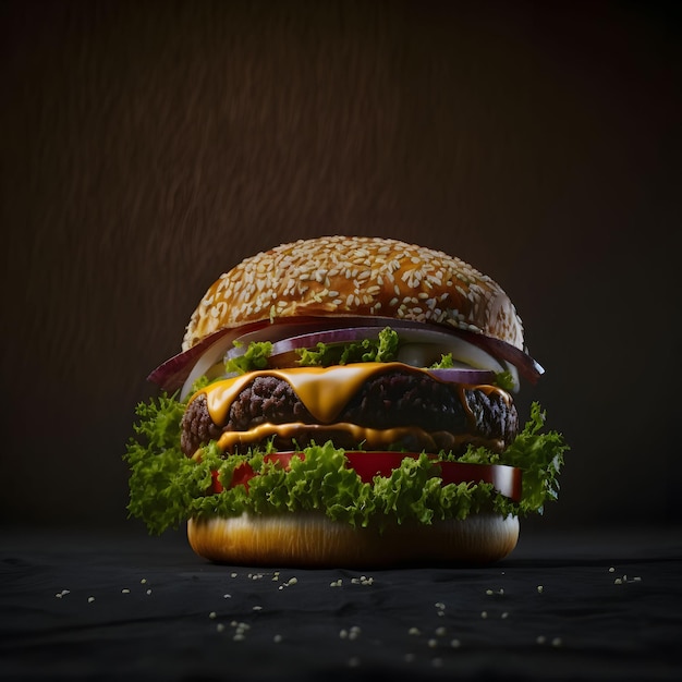 Hamburger sur fond noir photographie alimentaire