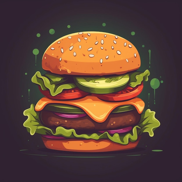 Photo un hamburger avec un fond vert et une éclaboussure de peinture verte.