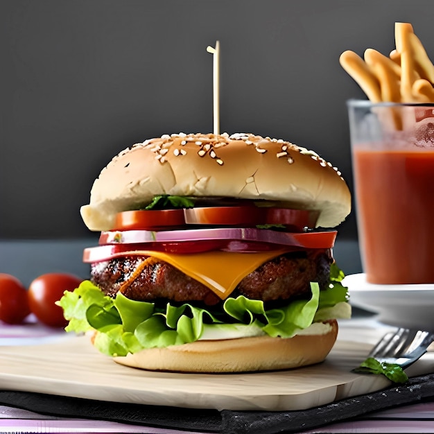 hamburger et frites