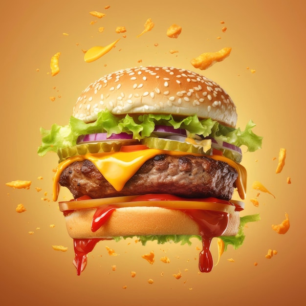 Un hamburger image réaliste d'un délicieux burger au fromage