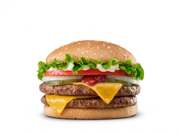 Photo hamburger isolé sur blanc